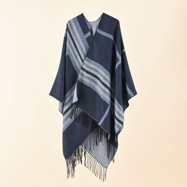 Large Plaid Striped Cashmere Shawl