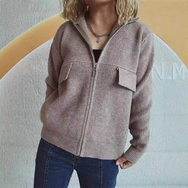 Turtleneck Zipper Cardigan Coat - Image 3