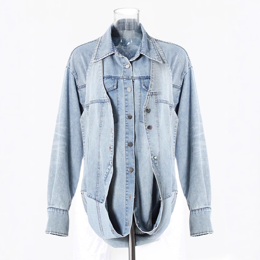 Women’s Halter Neck Denim Coat ...