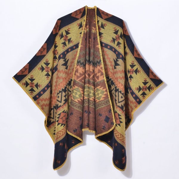 Jacquard Geometric Pattern Shawl - Image 2