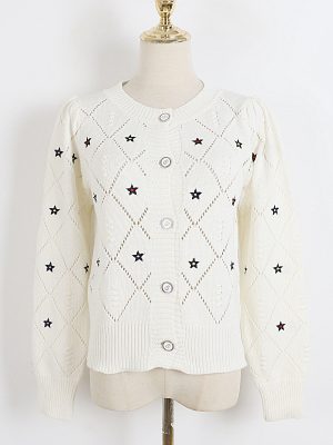 Embroidered Hollow-Out Sweater