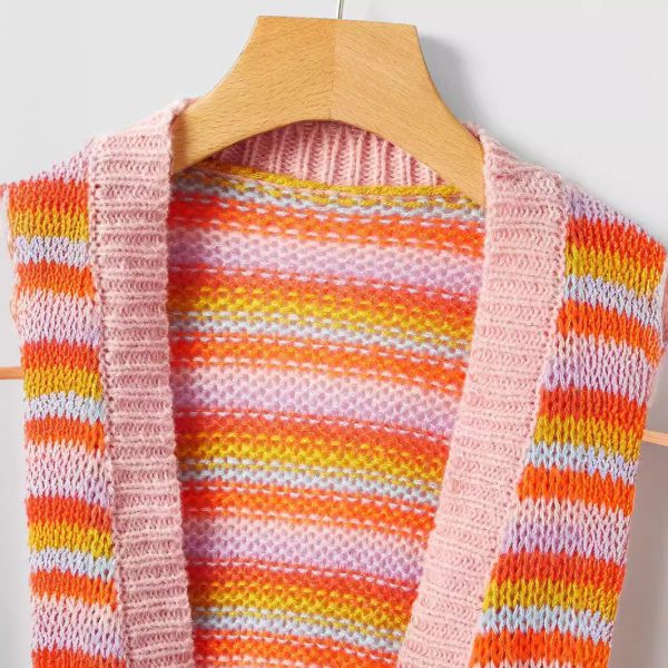 Striped Knit Cardigan Coat - Image 2