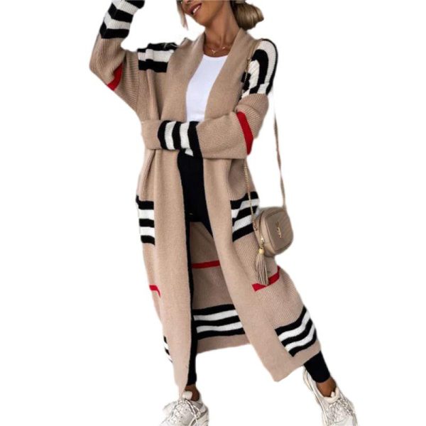 Oversized Striped Knit Cardigan - Image 3