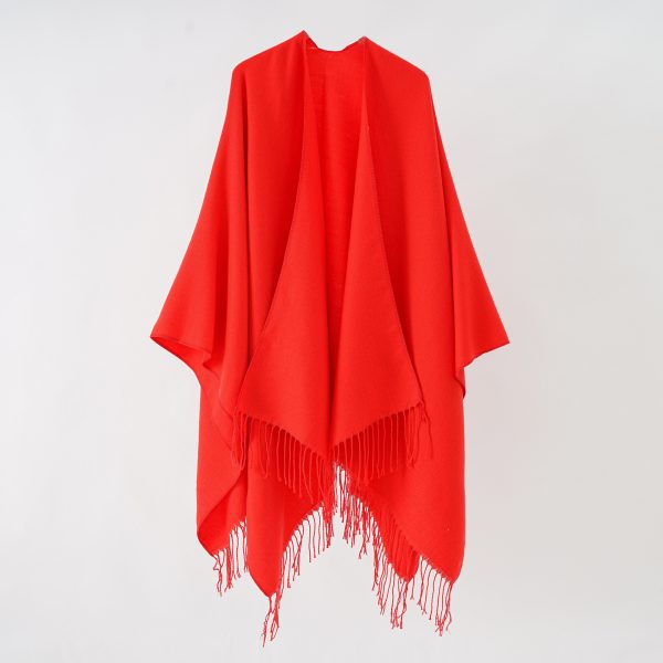 Solid Color Thick Knit Cape